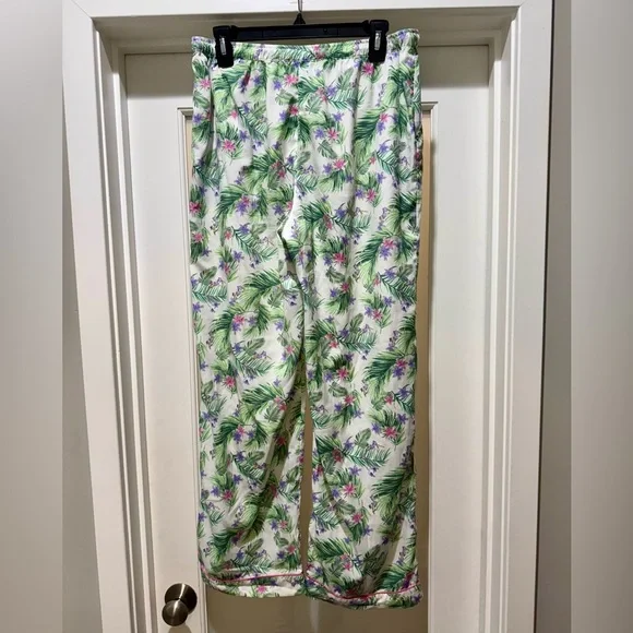 Cynthia Rowley Floral Palm Tropical Pajama Set – Top & Pants Size L - Picture 11 of 17